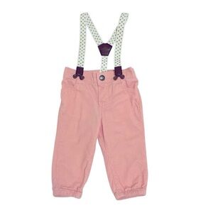 031 Baby B'gosh 6 Month Baby Girl Blush Pink Corduroy Pants with Suspenders